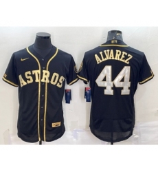 Men's Houston Astros #44 Yordan Alvarez Black Gold Flex Base Stitched Jersey