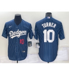 Men's Los Angeles Dodgers Blank Number Red Navy Blue Pinstripe Stitched MLB Cool Base Nike Jersey