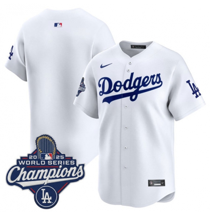 Men's Los Angeles Dodgers Blank White 2025 Champions Stitched Baseball Jersey