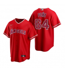 Men's Nike Los Angeles Angels #64 Felix Pena Red Alternate Stitched Baseball Jersey
