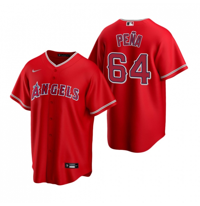 Men's Nike Los Angeles Angels #64 Felix Pena Red Alternate Stitched Baseball Jersey