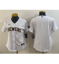 Women's Milwaukee Brewers Blank White Cool Base Stitched Jersey(Run Small)