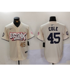 Men's New York Yankees #45 Gerrit Cole Cream Limited Stitched Baseball Jerseys