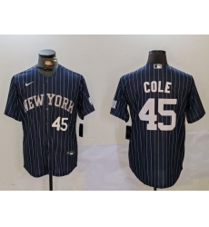 Men's New York Yankees #45 Gerrit Cole Navy Pinstripe Fashion Cool Base Jerseys