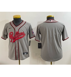 Youth Philadelphia Phillies Blank Gray 2026 Field of Dreams Stadium Stitched Baseball Jersey