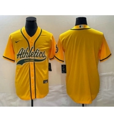 Men's Oakland Athletics Blank Yellow Cool Base Stitched Baseball Jersey