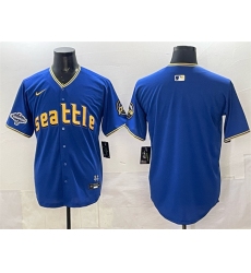 Men's Seattle Mariners Blank Royal With 2025 AL West Division Champions City Connect Limited Stitched Baseball Jersey