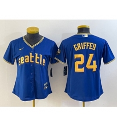 Women's Seattle Mariners Blank Blue 2023 City Connect Cool Base Stitched Jersey