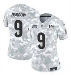 Women's Cincinnati Bengals #9 Joe Burrow 2024 F.U.S.E Arctic Camo Salute To Service Limited Stitched Football Jersey(Run Small)