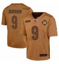 Youth Cincinnati Bengals #9 Joe Burrow Nike Brown 2023 Salute To Service Limited Jersey