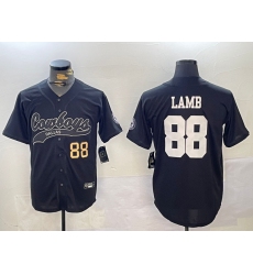 Men's Dallas Cowboys #88 CeeDee Lamb Black With Cool Base Stitched Baseball Jerseys