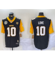 Men's Green Bay Packers #10 Jordan Love Black White Gold 2024 F.U.S.E. Home Vapor Untouchable Limited Stitched Jersey