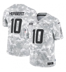 Men's Los Angeles Chargers #10 Justin Herbert 2024 Arctic Camo Salute To Service Limited Stitched Football Jersey