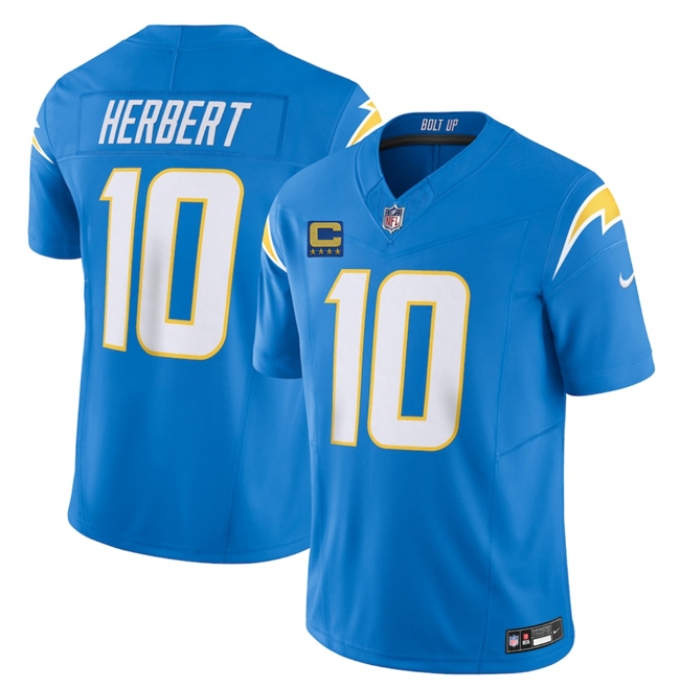 Men's Los Angeles Chargers #10 Justin Herbert Blue 2025 F.U.S.E With 4-Star C Vapor Limited Stitched Football Jersey