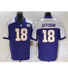 Men's Nike Minnesota Vikings #18 Justin Jefferson Purple-White 2023 F.U.S.E. Vapor Untouchable Stitched Football Jersey