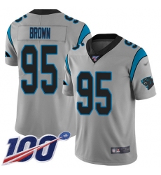 Youth Carolina Panthers #95 Derrick Brown Silver Stitched NFL Limited Inverted Legend 100th Season Jersey