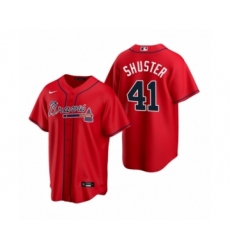 Women Atlanta Braves #41 Jared Shuster Red 2020 MLB Draft Replica Alternate Jersey