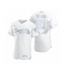 Men Warren Spahn Atlanta Braves #21 White Awards Collection Retirement Jersey