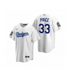 Men's Los Angeles Dodgers #33 David Price White 2020 World Series Replica Jersey
