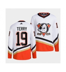 Men's Anaheim Ducks #19 Troy Terry White 2022-23 Reverse Retro Stitched Jersey
