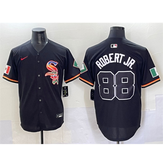 Men's Chicago White Sox #88 Luis Robert Jr. Black Mexico Limited Stitched Baseball Jersey