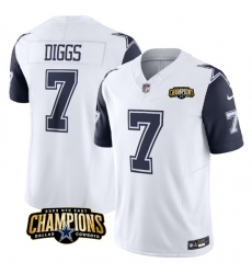 Men's Dallas Cowboys #7 Trevon Diggs White Navy 2023 F.U.S.E. NFC East Champions Football Stitched Jersey