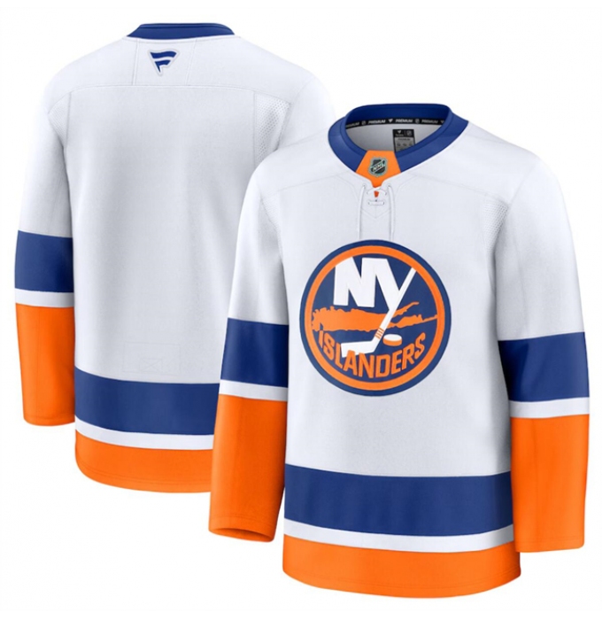 Men's New York Islanders Blank White 2024-25 Away Stitched Hockey Jersey