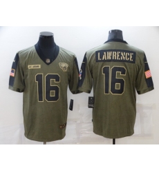 Men's Jacksonville Jaguars #16 Trevor Lawrence Nike Olive 2021 Salute To Service Limited Player Jersey