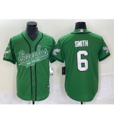 Men's Nike Philadelphia Eagles #6 DeVonta Smith Green Cool Base Stitched Baseball Jersey