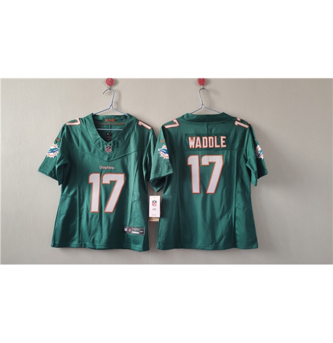 Women's Miami Dolphins #17 Jaylen Waddle Aqua F.U.S.E. Vapor Untouchable Football Stitched Jersey