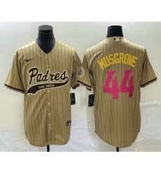 Men's San Diego Padres #44 Joe Musgrove Tan Pinstripe 2023 City Connect Cool Base Stitched Jersey 1