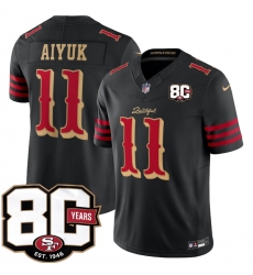 Men's San Francisco 49ers #11 Brandon Aiyuk Black 80th Anniversary“Rivalries” 2026 F.U.S.E. Vapor Untouchable Limited Football Stitched Jersey
