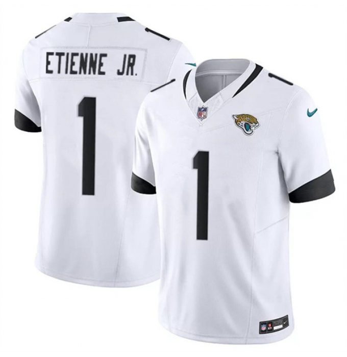 Men's Jacksonville Jaguars #1 Travis Etienne Jr. White 2023 F.U.S.E Vapor Untouchable Limited Football Stitched Jersey