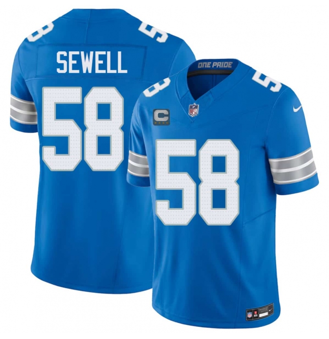 Men's Detroit Lions #58 Penei Sewell Blue 2026 With 4-Star C F.U.S.E. Vapor Limited Football Stitched Jersey
