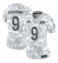 Women's Los Angeles Rams #9 Matthew Stafford 2024 F.U.S.E Arctic Camo Salute To Service Limited Stitched Football Jersey(Run Small)