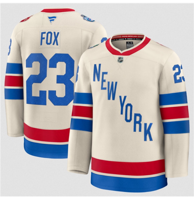 Men's New York Rangers #23 Adam Fox Cream 2026 Winter Classic Stitched Hockey Jersey