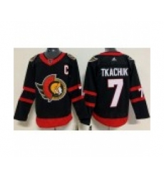 Men's Ottawa Senators #7 Brady Tkachuk Black With C Patch Authentic Jersey