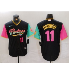 Men's San Diego Padres #11 Yu Darvish Black Player Number Fashion Baseball Jersey