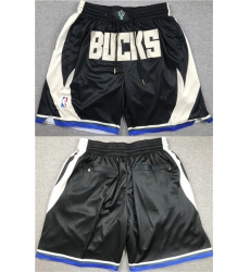 Men's Milwaukee Bucks Black Shorts (Run Small)