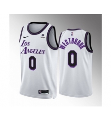 Men's Los Angeles Lakers #0 Russell Westbrook White City Edition Stitched Basketball Jersey