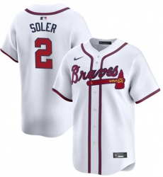 Men's Atlanta Braves #2 Jorge Soler White 2024 Home Limited Stitched Baseball Jersey