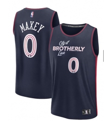 Men's Philadelphia 76ers #0  Tyrese Maxey Navy Blue City Player Jersey