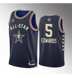 Men's 2024 All-Star #5 Anthony Edwards Navy Stitched Basketball Jersey