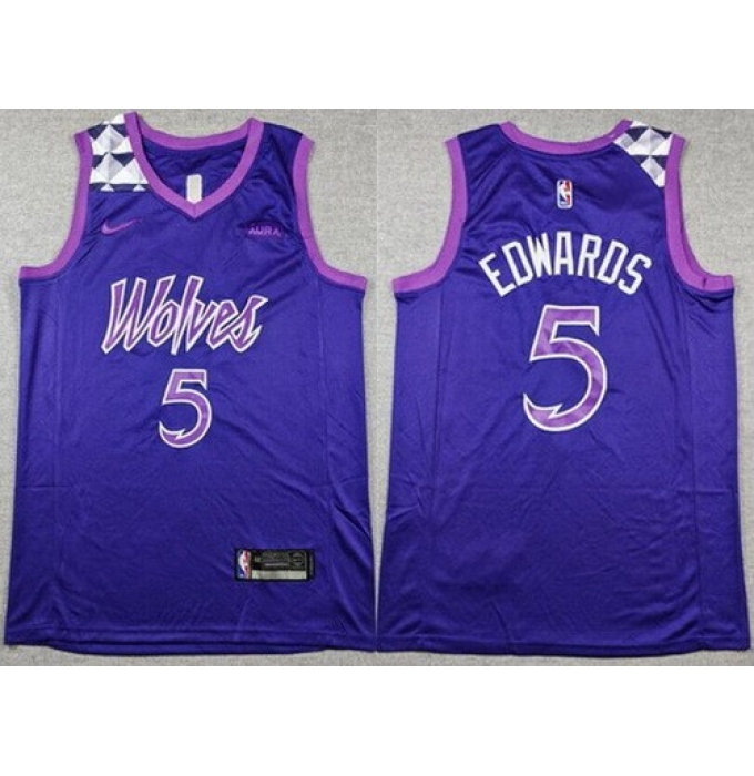 Men's Minnesota Timberwolves #5 Anthony Edwards Purple Sponsor Swingman Jersey