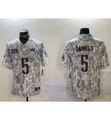 Men's Washington Commanders #5 Jayden Daniels Arctic Camo 2024 FUSE Salute to Service Limited Stitched Jersey