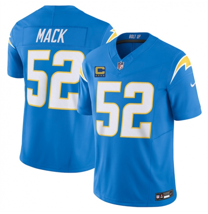 Men's Los Angeles Chargers #52 Khalil Mack Blue 2025 F.U.S.E With 4-Star C Vapor Limited Stitched Football Jersey