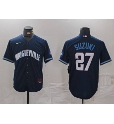 Men's Chicago Cubs #27 Seiya Suzuki Navy City Connect Cool Base Stitched Jersey