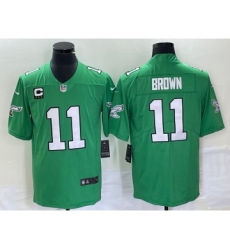 Men's Nike Philadelphia Eagles #11 AJ Brown Green C 2023 Vapor Limited Throwback Jersey