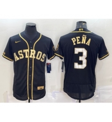 Men's Houston Astros #3 Jeremy Pena Black Gold Flex Base Stitched Jerseys