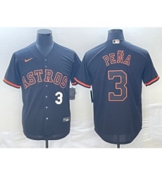 Men's Houston Astros #3 Jeremy Pena Number Lights Out Black Fashion Stitched MLB Cool Base Nike Jerseys